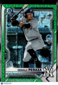Oswald Peraza 2021 Bowman Chrome Green Mega Box Refractor /99 New York Yankees
