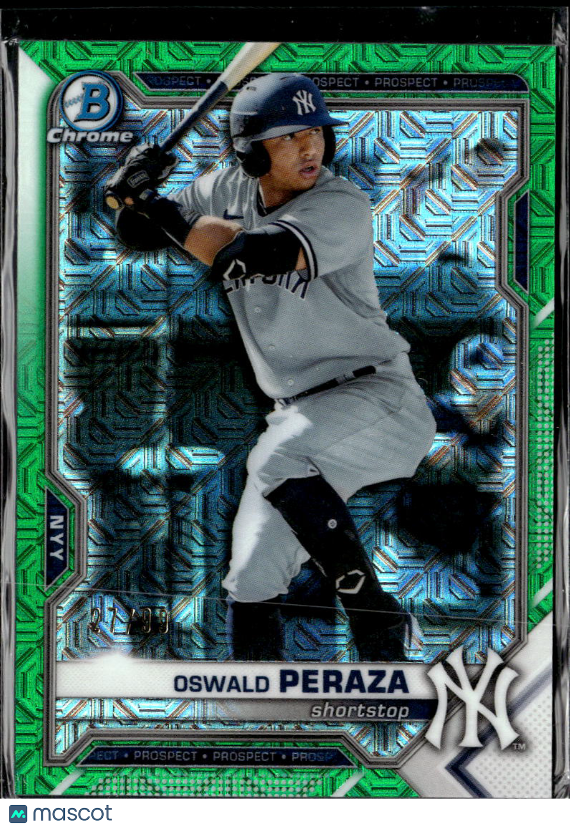 Oswald Peraza 2021 Bowman Chrome Green Mega Box Refractor /99 New York Yankees