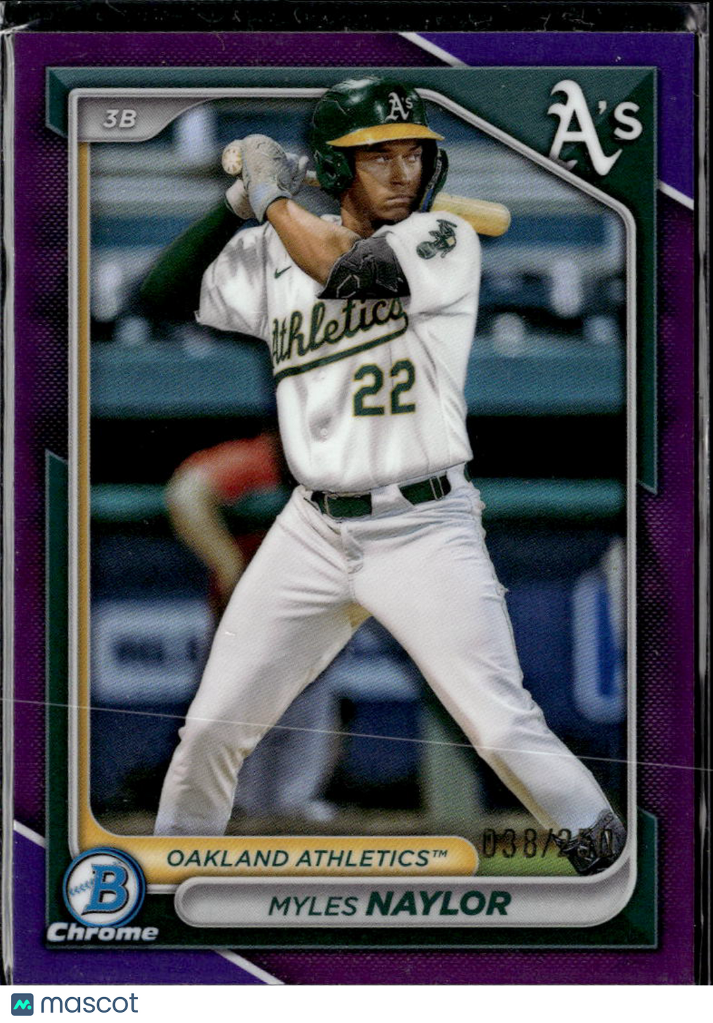 Myles Naylor 2024 Bowman Chrome Purple /250 Oakland Athletics