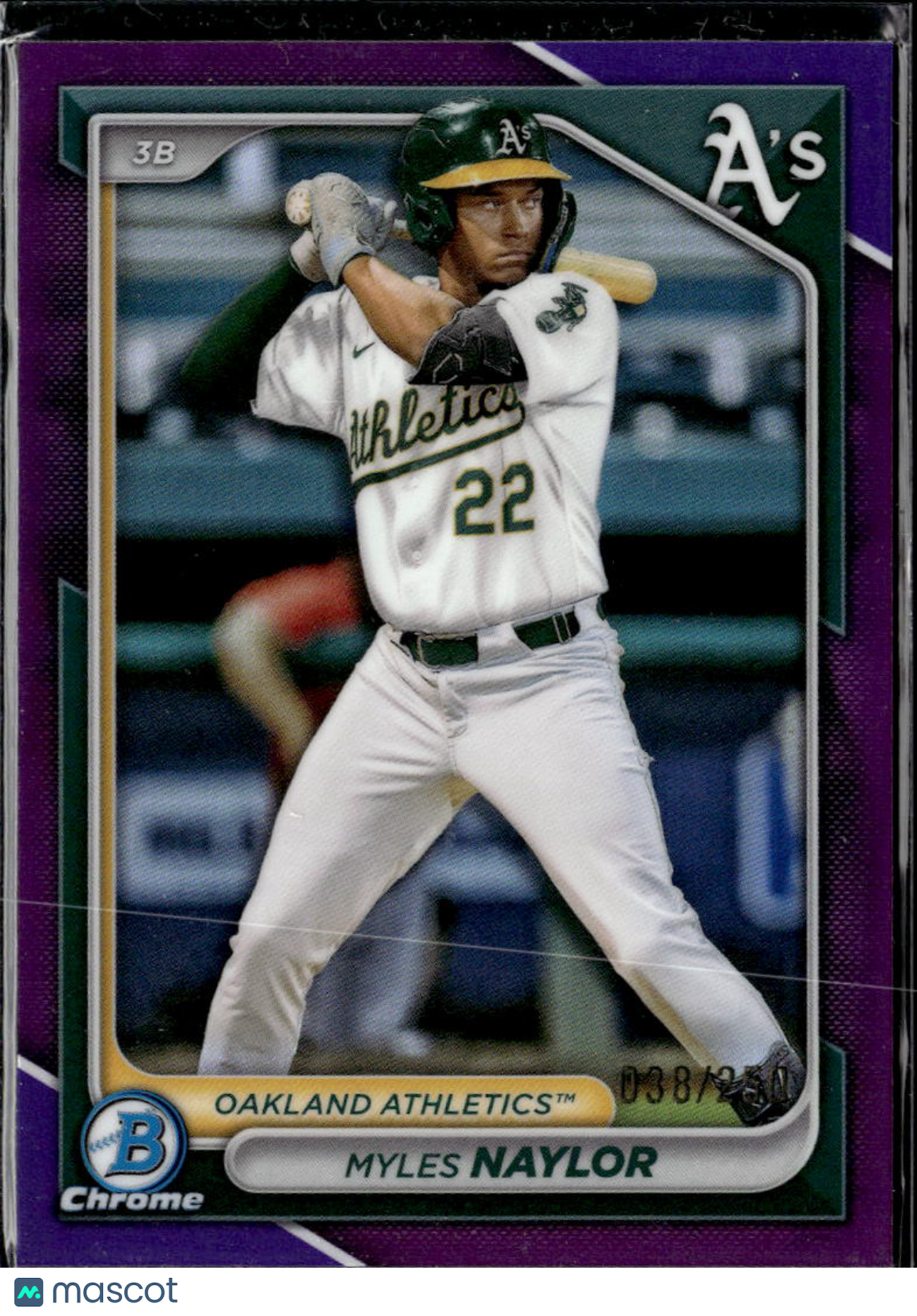 Myles Naylor 2024 Bowman Chrome Purple /250 Oakland Athletics