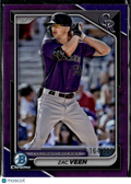 Zac Veen 2024 Bowman Chrome Purple Refractor /250 Colorado Rockies