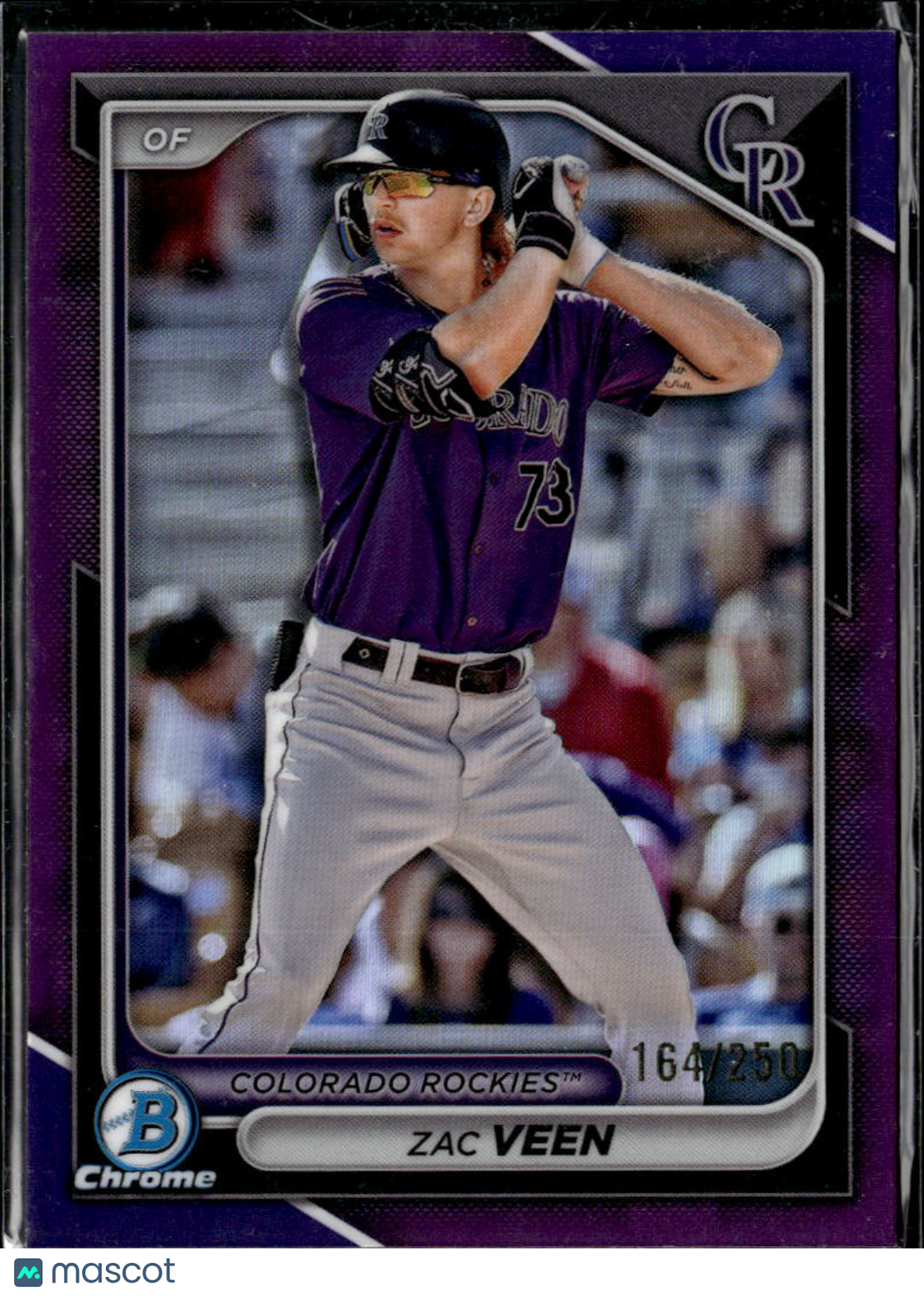 Zac Veen 2024 Bowman Chrome Purple Refractor /250 Colorado Rockies