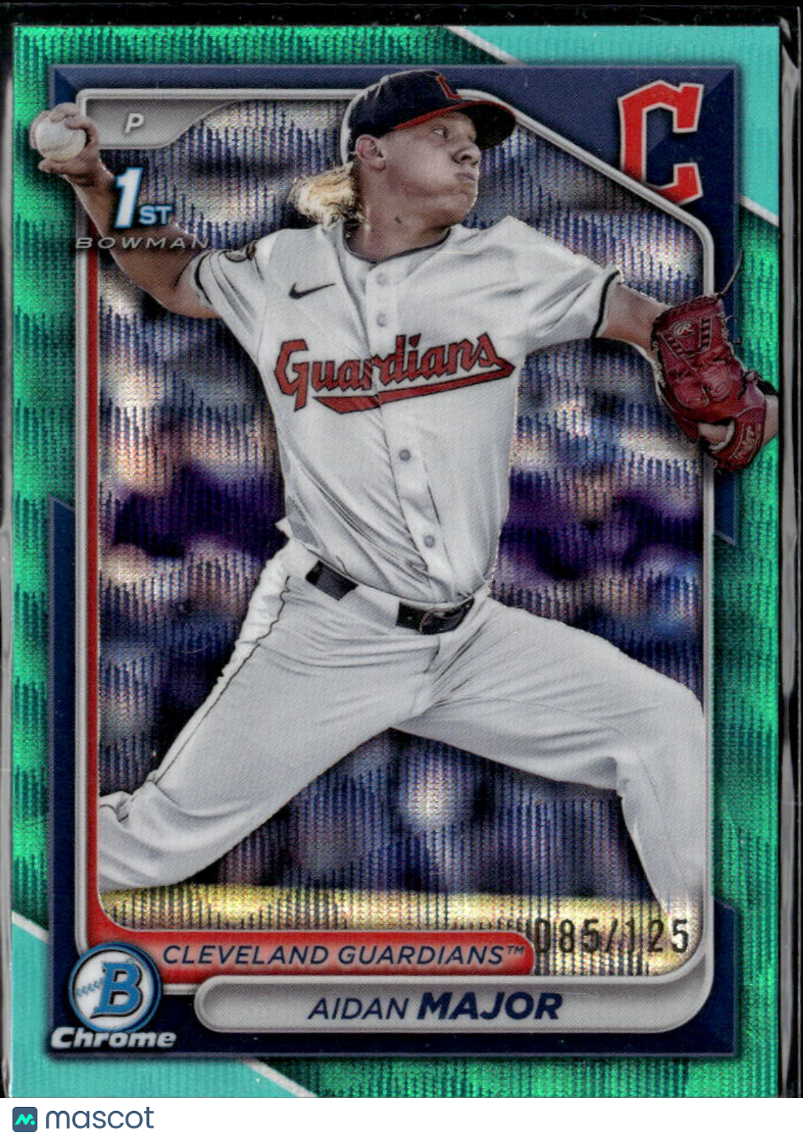Aidan Major 2024 Bowman Chrome 1st Aqua Wave Refractor /125 Cleveland Guardians
