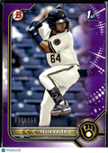Felix Valerio 2022 Bowman Purple 1st /250 Milwaukee Brewers