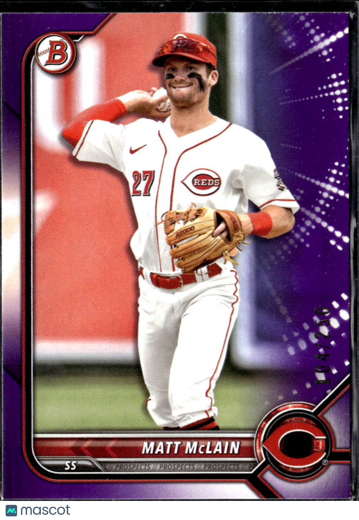 Matt McLain 2022 Bowman Draft Purple /250 Cincinnati Reds