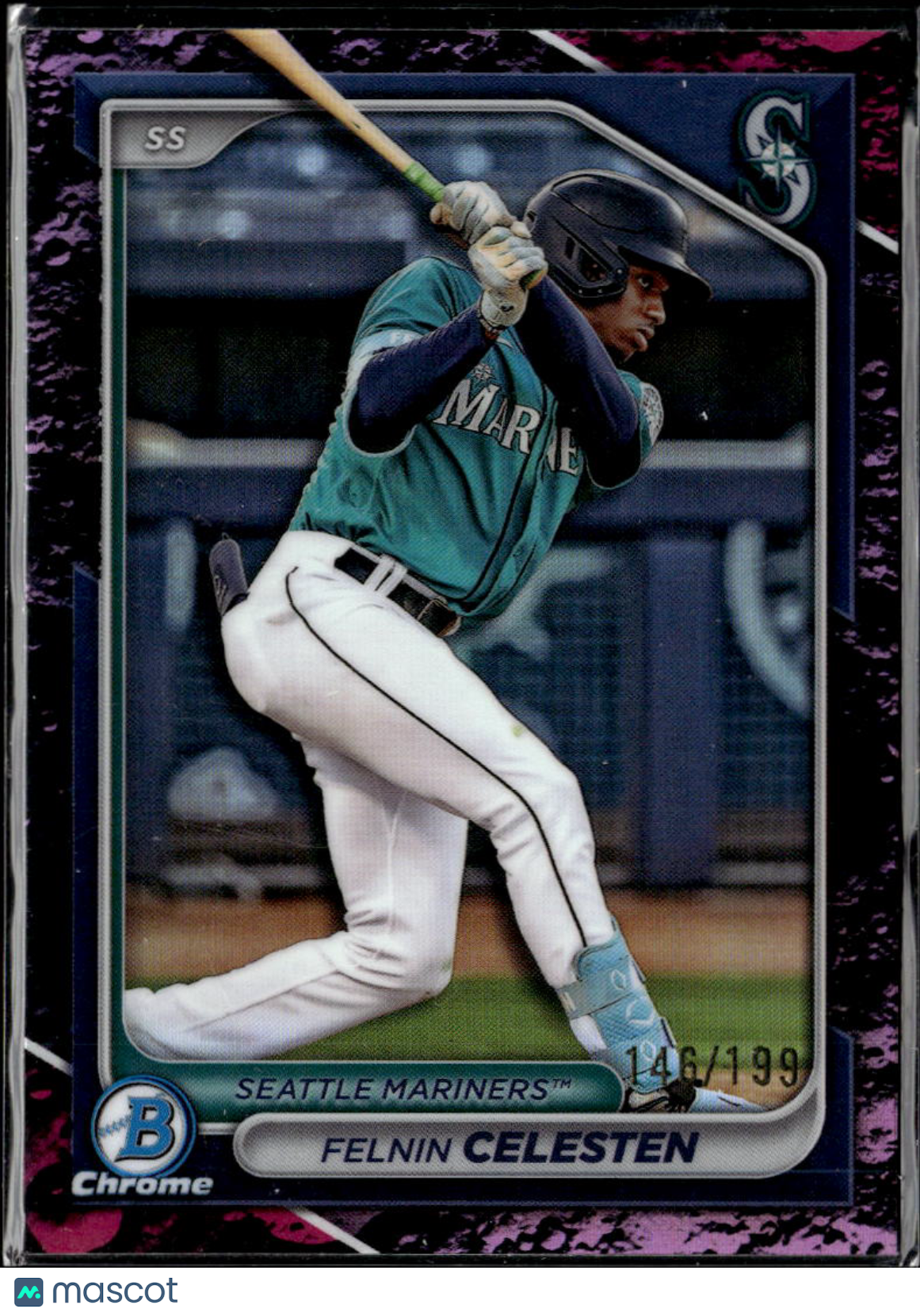 Felnin Celesten 2024 Bowman Chrome Fuchsia Refractor /199 Seattle Mariners