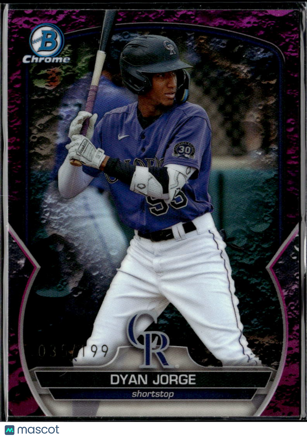 Dyan Jorge 2023 Bowman Chrome Fuchsia Lava Refractor /199 Colorado Rockies