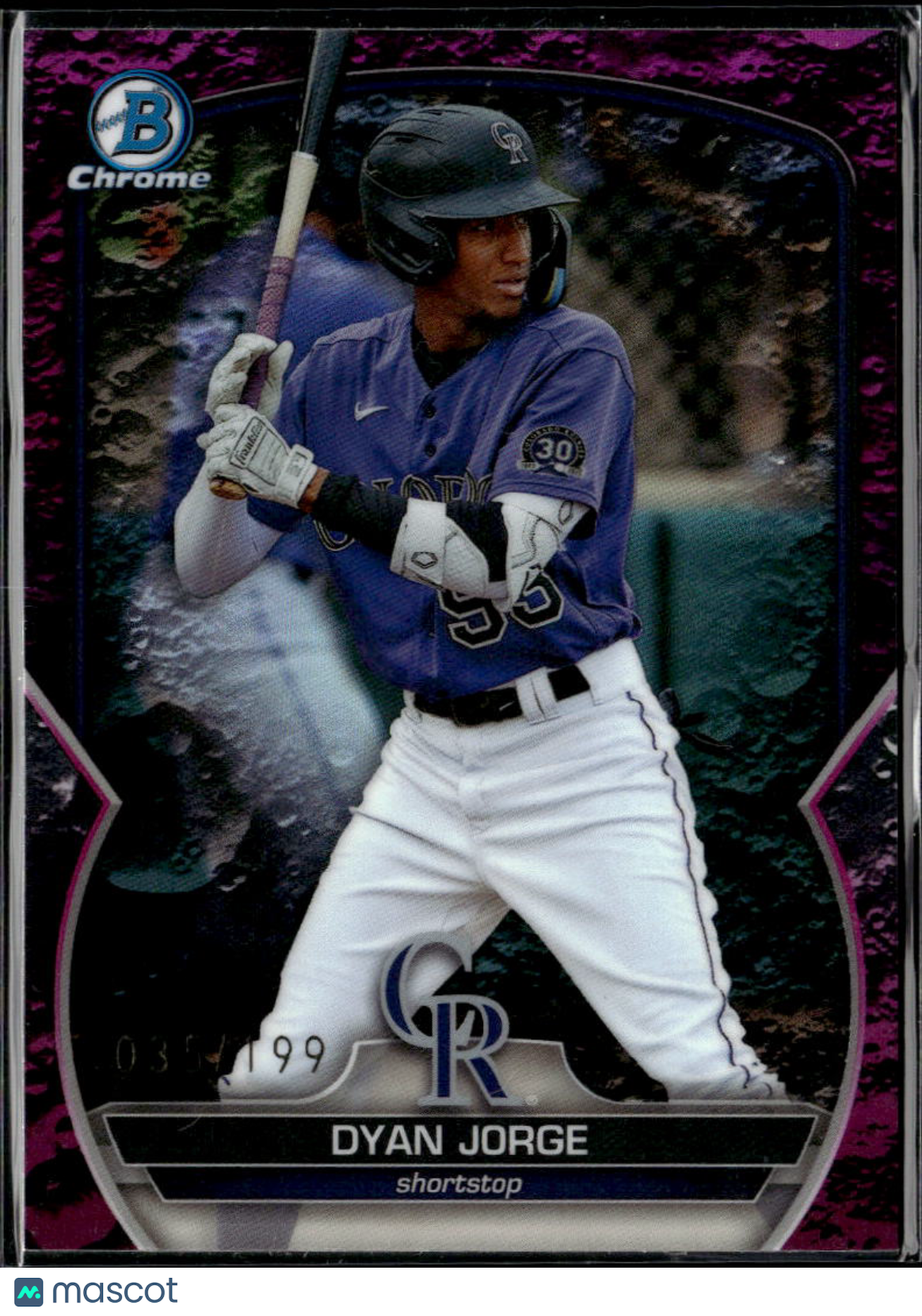 Dyan Jorge 2023 Bowman Chrome Fuchsia Lava Refractor /199 Colorado Rockies