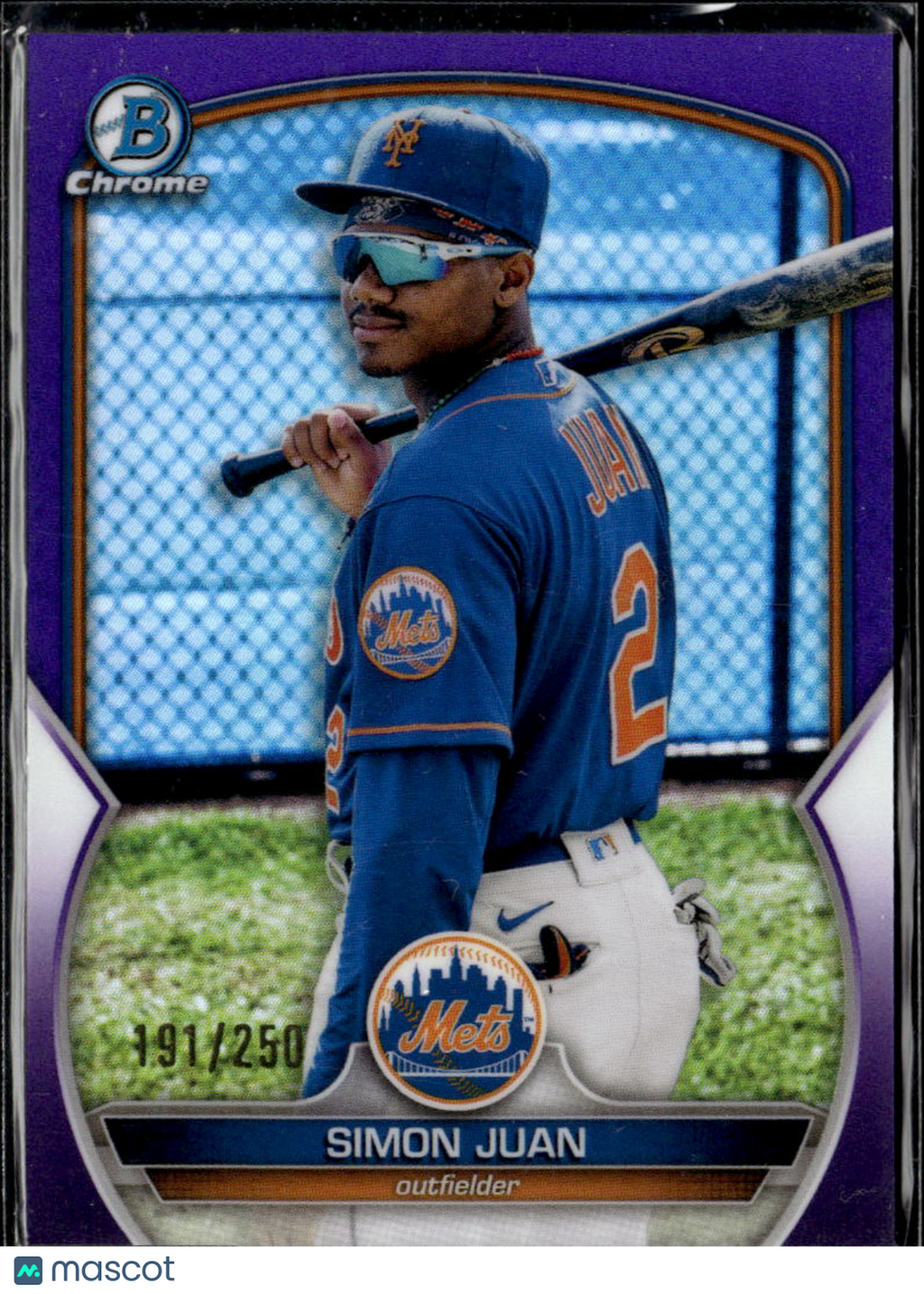 Simon Juan 2023 Bowman Chrome Purple Refractor /250 New York Mets