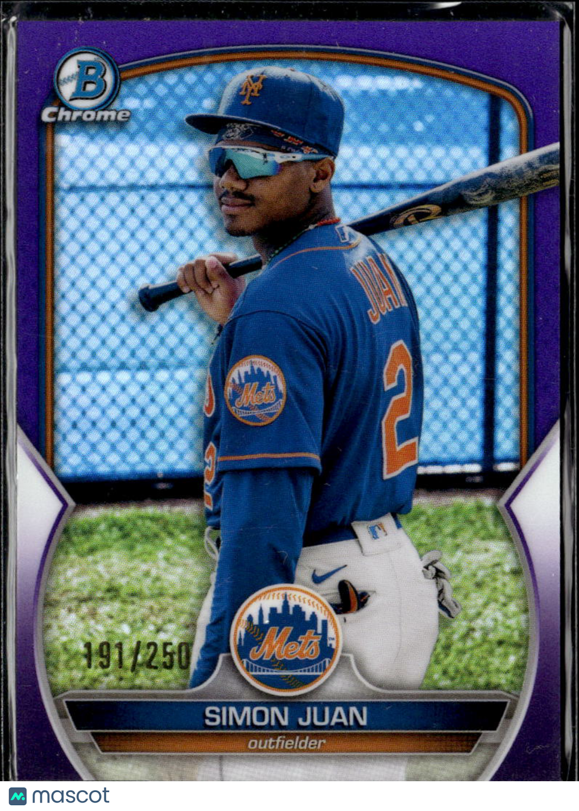 Simon Juan 2023 Bowman Chrome Purple Refractor /250 New York Mets