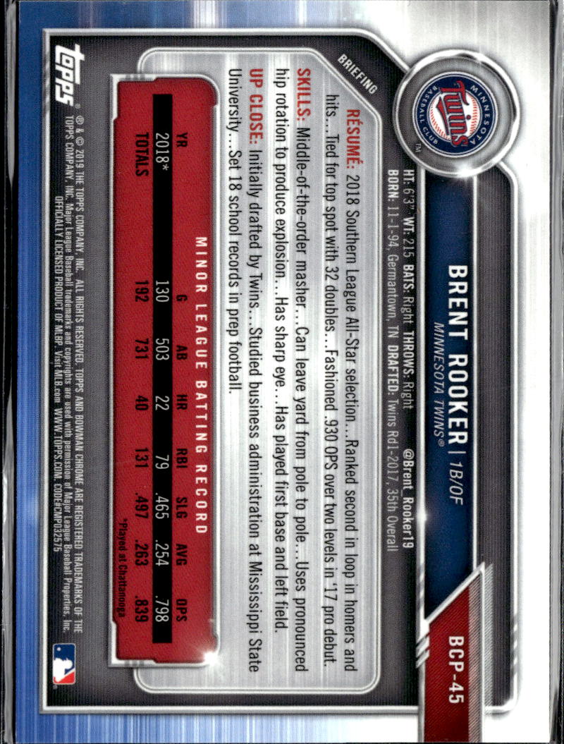 Brent Rooker 2019 Bowman Chrome Purple 13/250 Minnesota Twins
