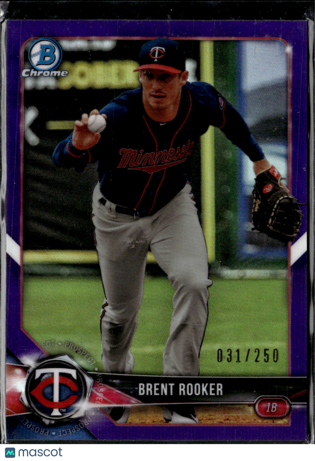 Brent Rooker 2018 Bowman Draft Chrome Purple Refractor /250 Minnesota Twins