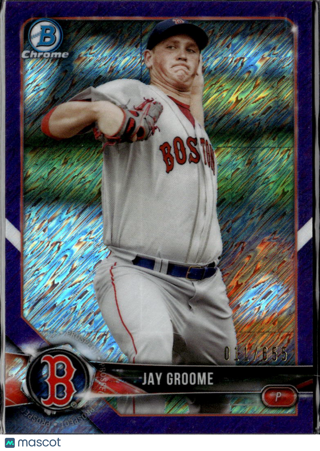 Jay Groome 2018 Bowman Chrome Purple Shimmer Refractor /655 Boston Red Sox