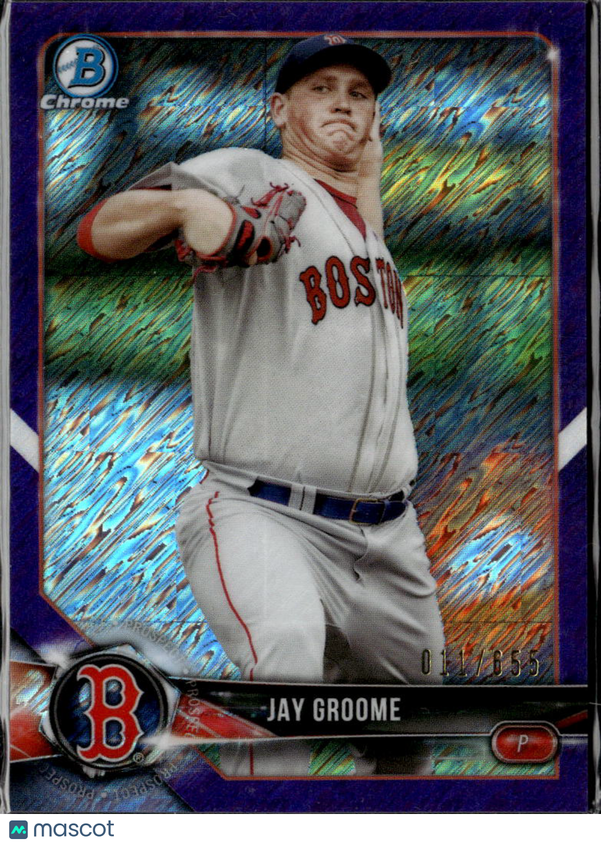 Jay Groome 2018 Bowman Chrome Purple Shimmer Refractor /655 Boston Red Sox