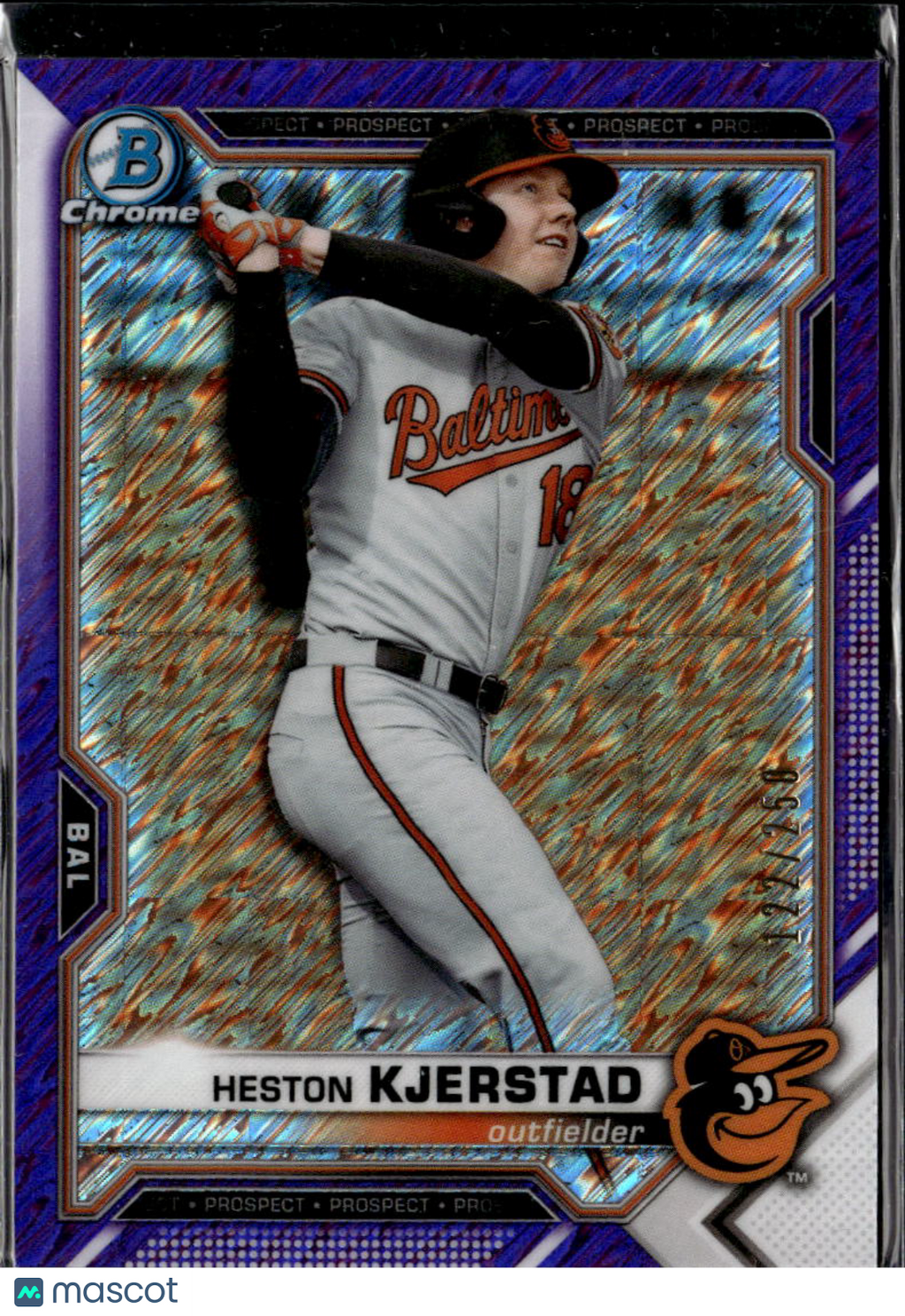 Heston Kjerstad 2021 Bowman Chrome Purple Shimmer /250 Baltimore Orioles