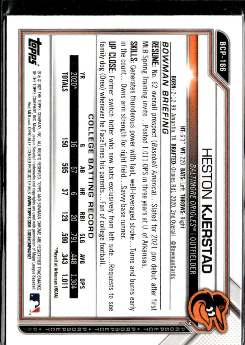 Heston Kjerstad 2021 Bowman Chrome Purple Shimmer /250 Baltimore Orioles