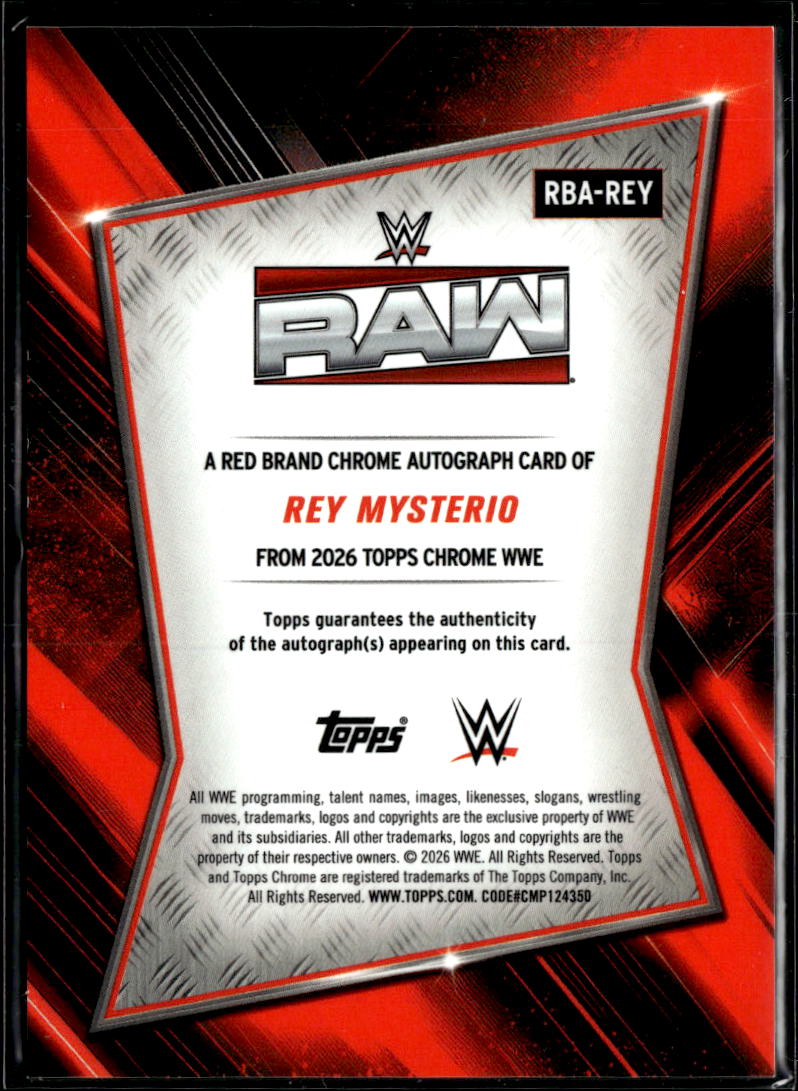 Rey Mysterio 2026 Topps Chrome WWE Auto Autograph 16/99 Raw