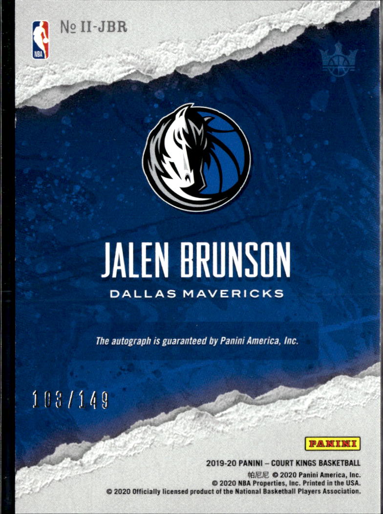 Jalen Brunson 2019-20 Court Kings Impressionist Auto Autograph /149 Mavericks