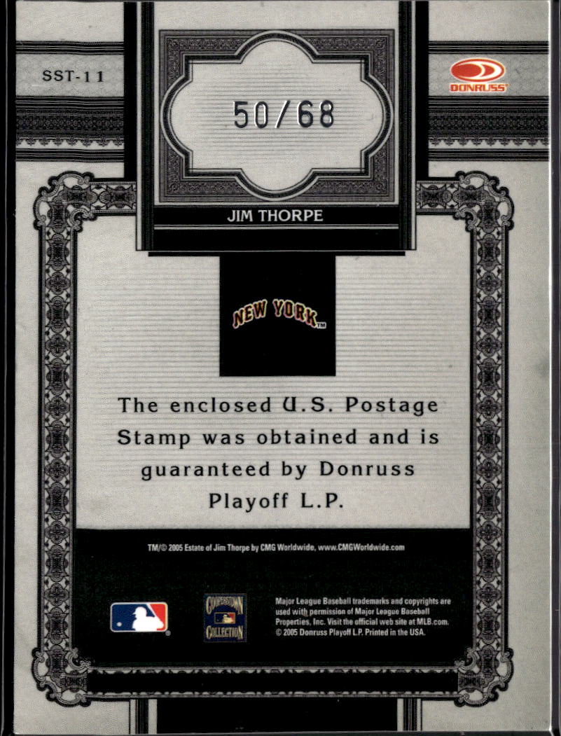 Jim Thorpe 2005 Donruss Stamps Game Worn Jersey Patch 50/68 New York Giants