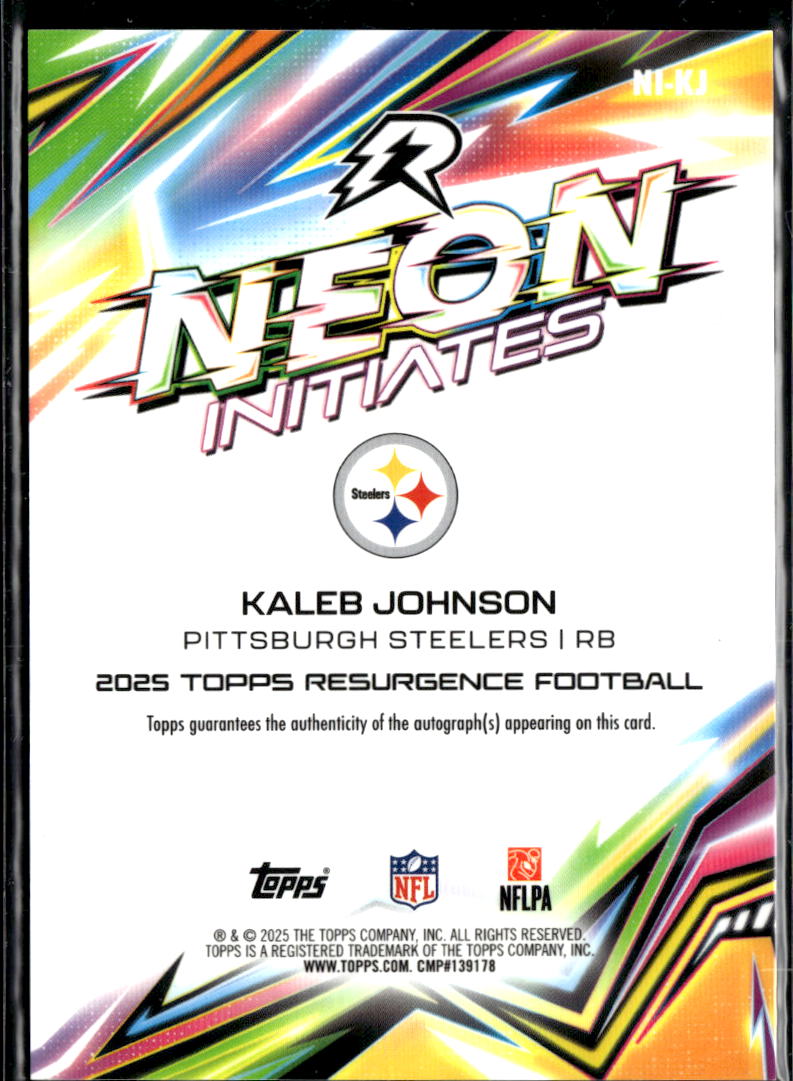 Kaleb Johnson 2025 Topps Resurgence Auto Autograph RC Pittsburgh Steelers