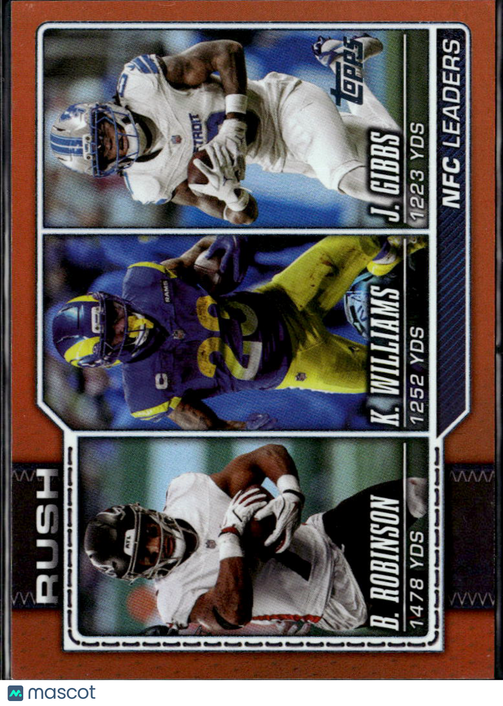 Jahmyr Gibbs Kyren Williams Bijan Robinson 2026 Topps Rush Orange 10/25
