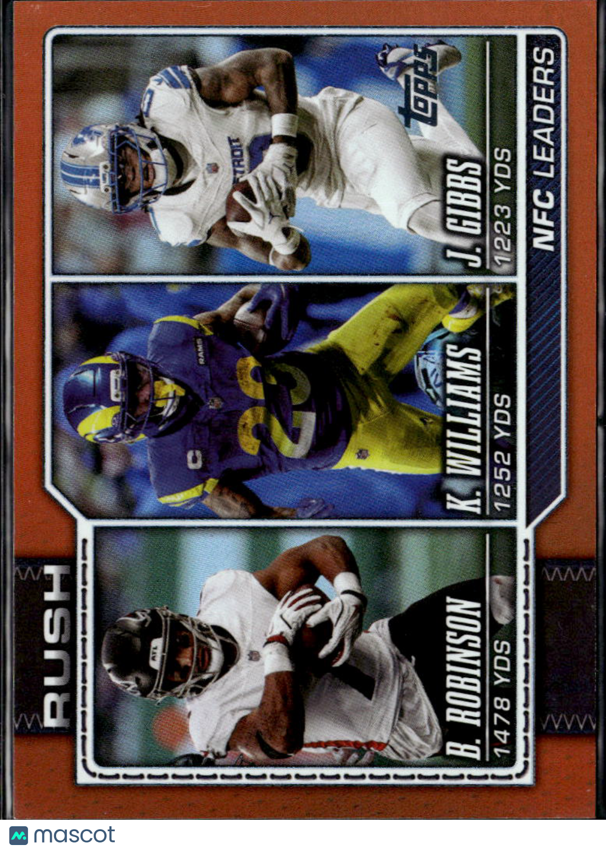 Jahmyr Gibbs Kyren Williams Bijan Robinson 2026 Topps Rush Orange 10/25