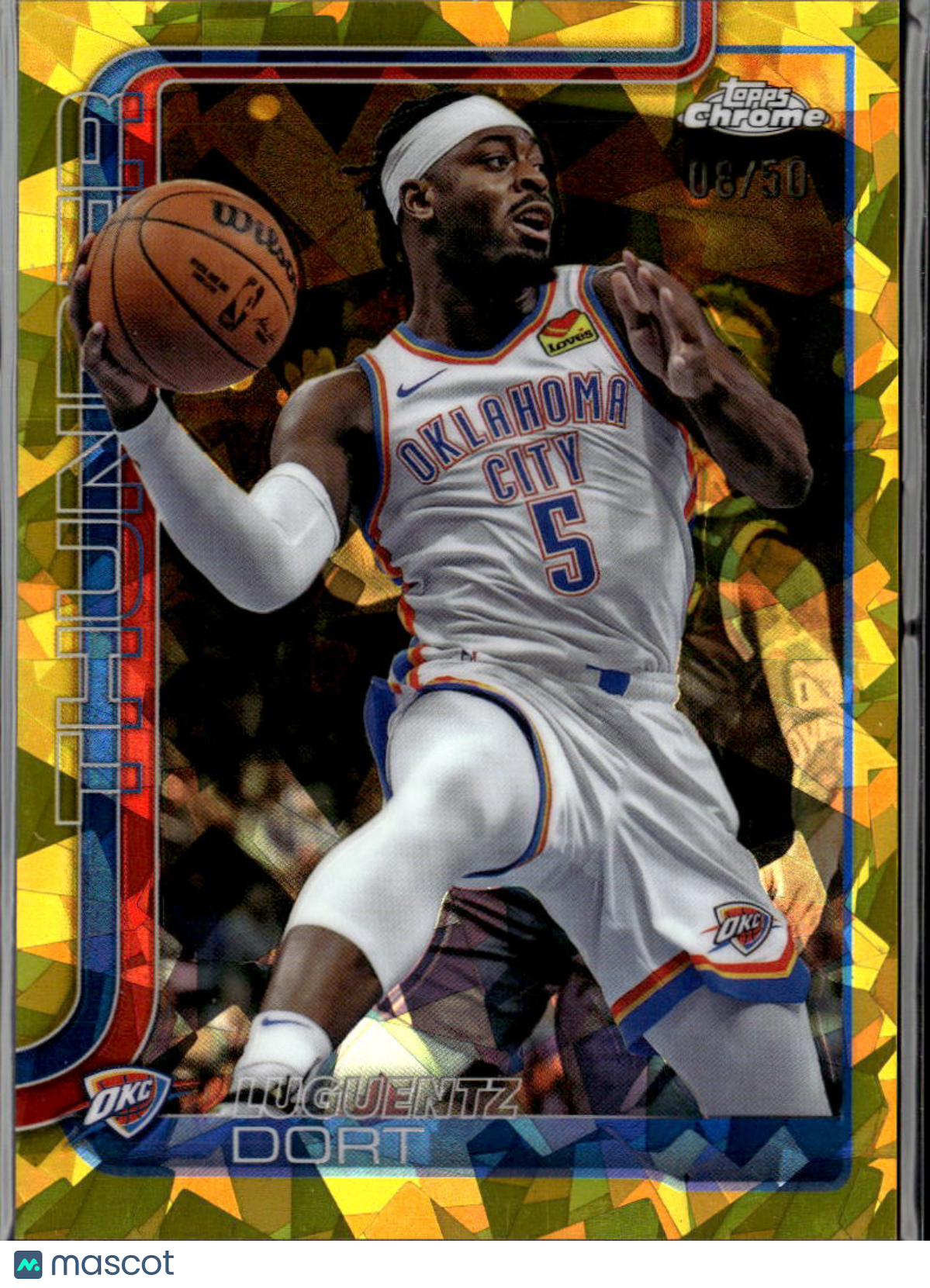 Luguentz Dort 2025 Topps Chrome Sapphire GOLD Refractor 8/50 OKC Thunder