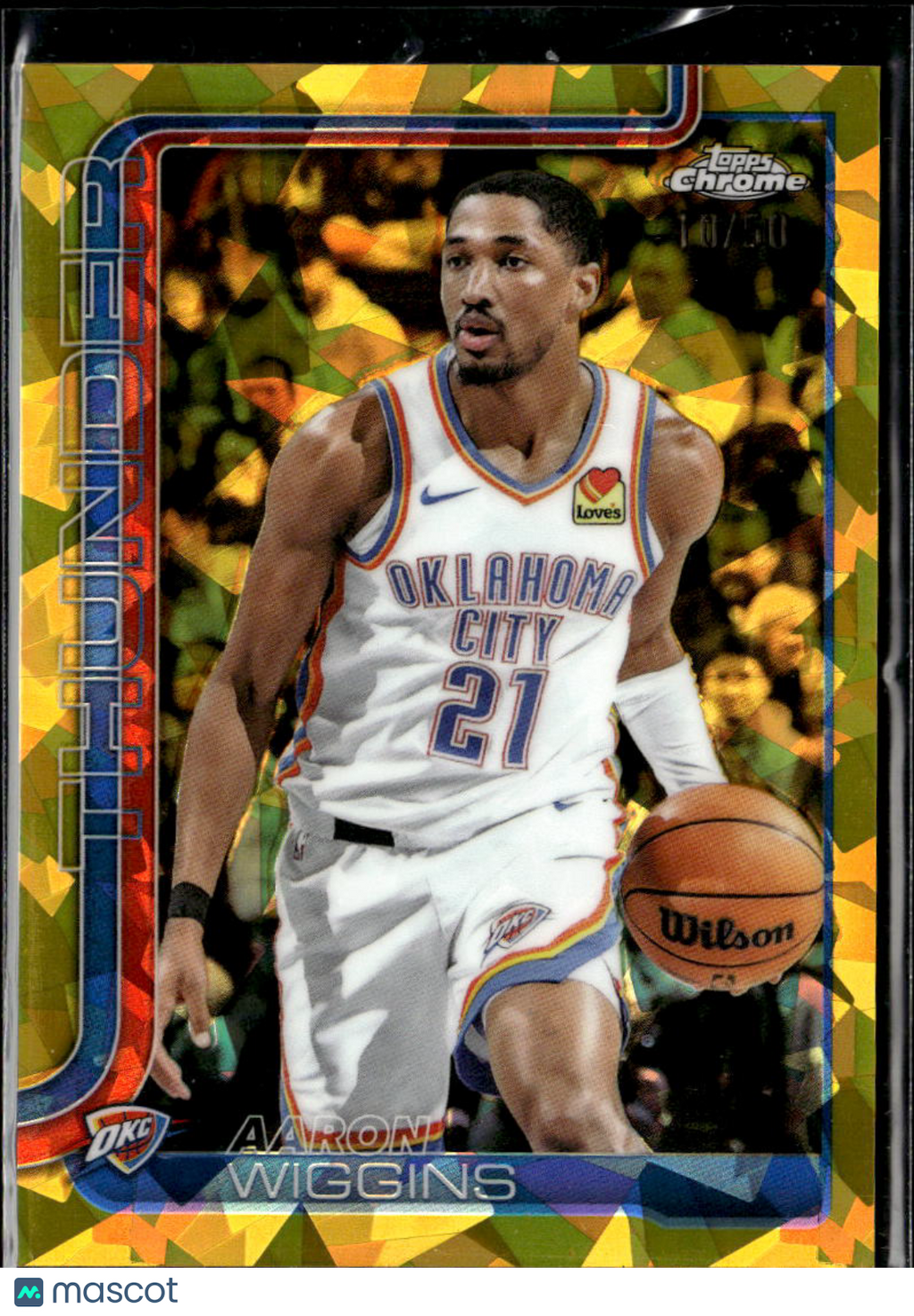 Aaron Wiggins 2025 Topps Chrome Sapphire GOLD Refractor 10/50 OKC Thunder