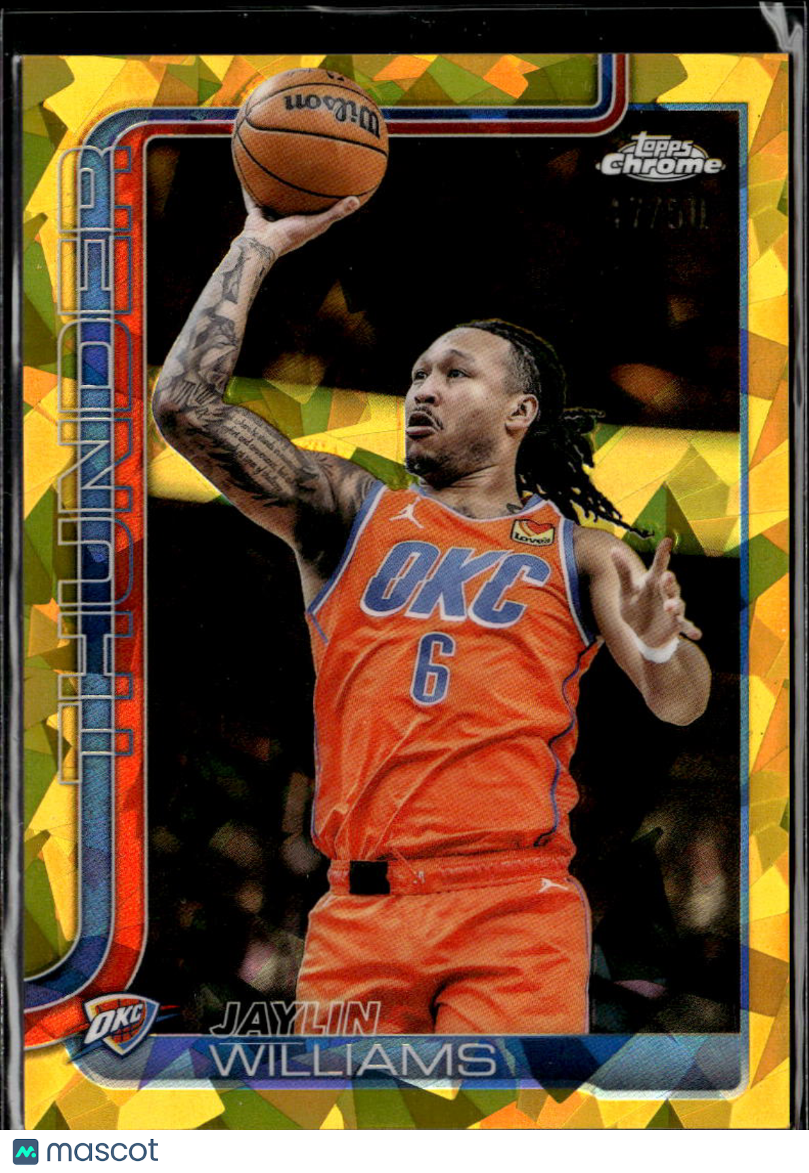 Jaylin Williams 2025 Topps Chrome Sapphire GOLD Refractor 47/50 OKC Thunder