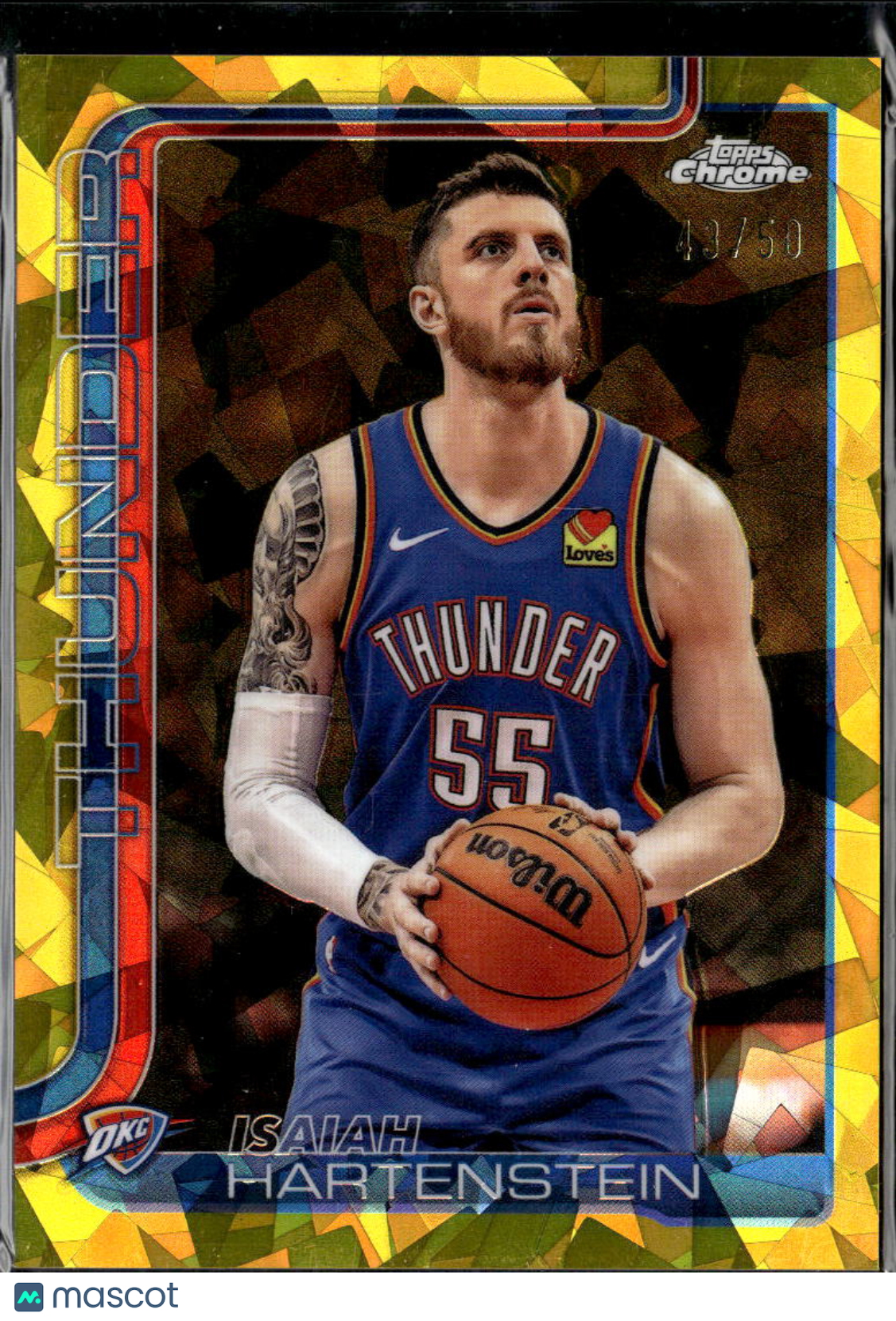 Isaiah Hartenstein 2025 Topps Chrome Sapphire GOLD Refractor 43/50 OKC Thunder