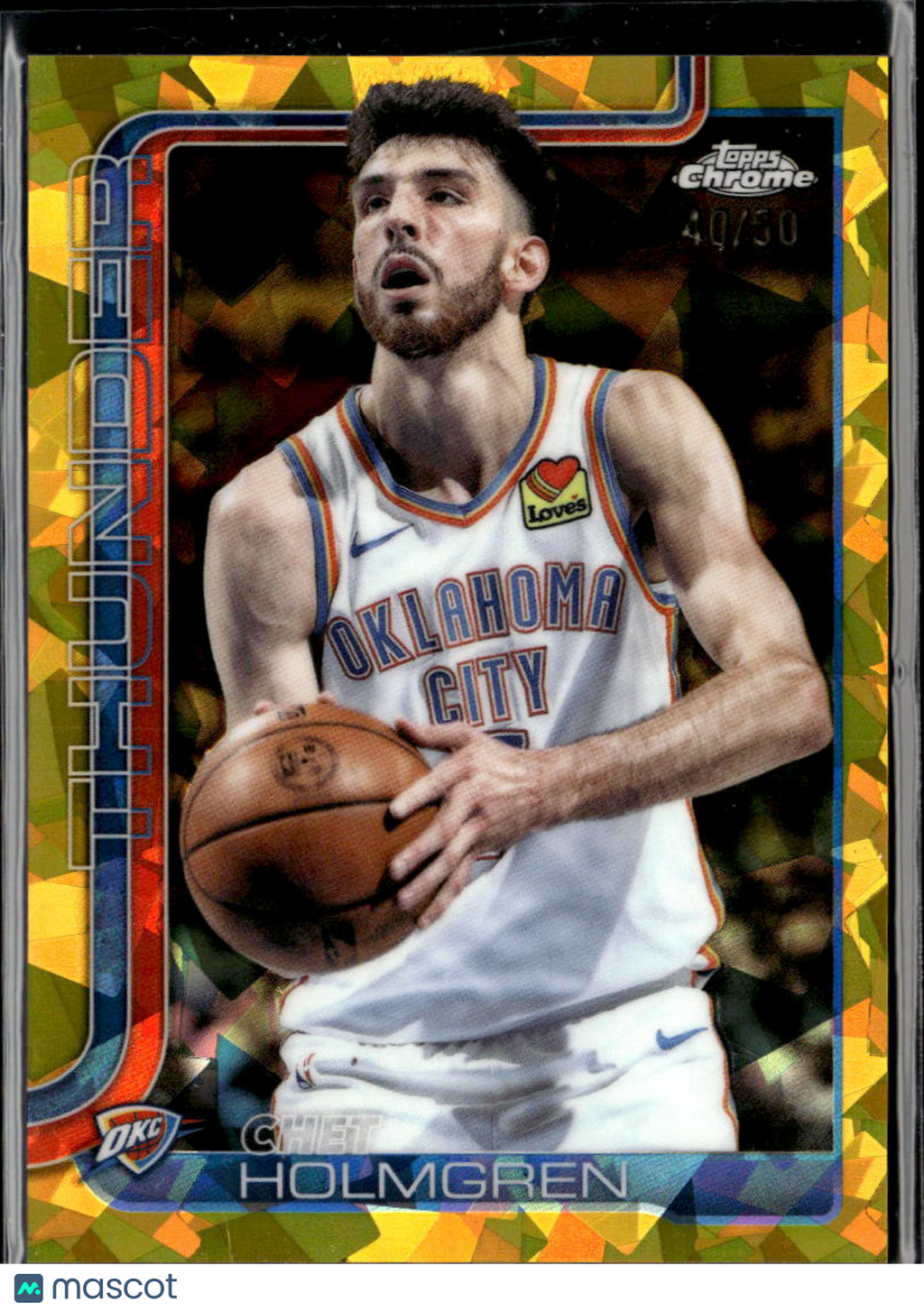 Chet Holmgren 2025 Topps Chrome Sapphire GOLD Refractor 40/50 OKC Thunder