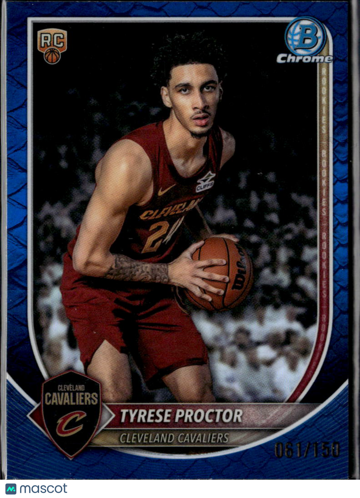 Tyrese Proctor 2025 Bowman Chrome Blue Reptilian RC 61/150 Cleveland Cavaliers