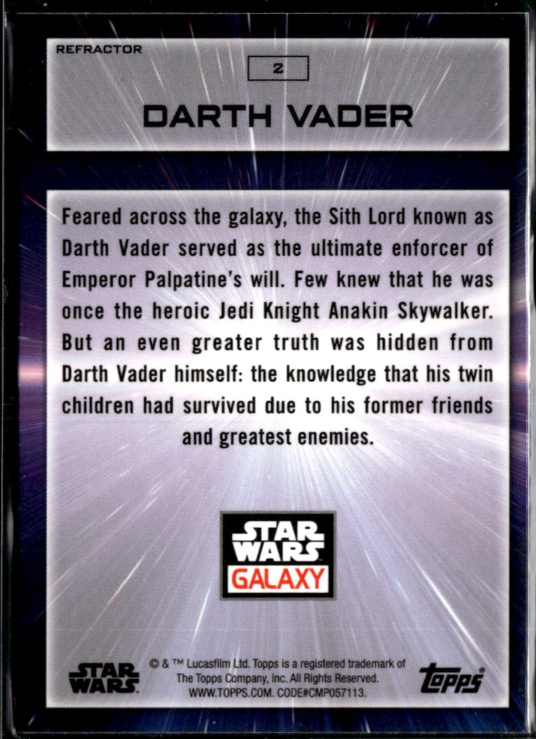 Darth Vader 2022 Topps Chrome Star Wars Galaxy Refractor #2
