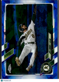 Jed Lowrie 2021 Topps Chrome Update Blue Sapphire Refractor Oakland Athletics