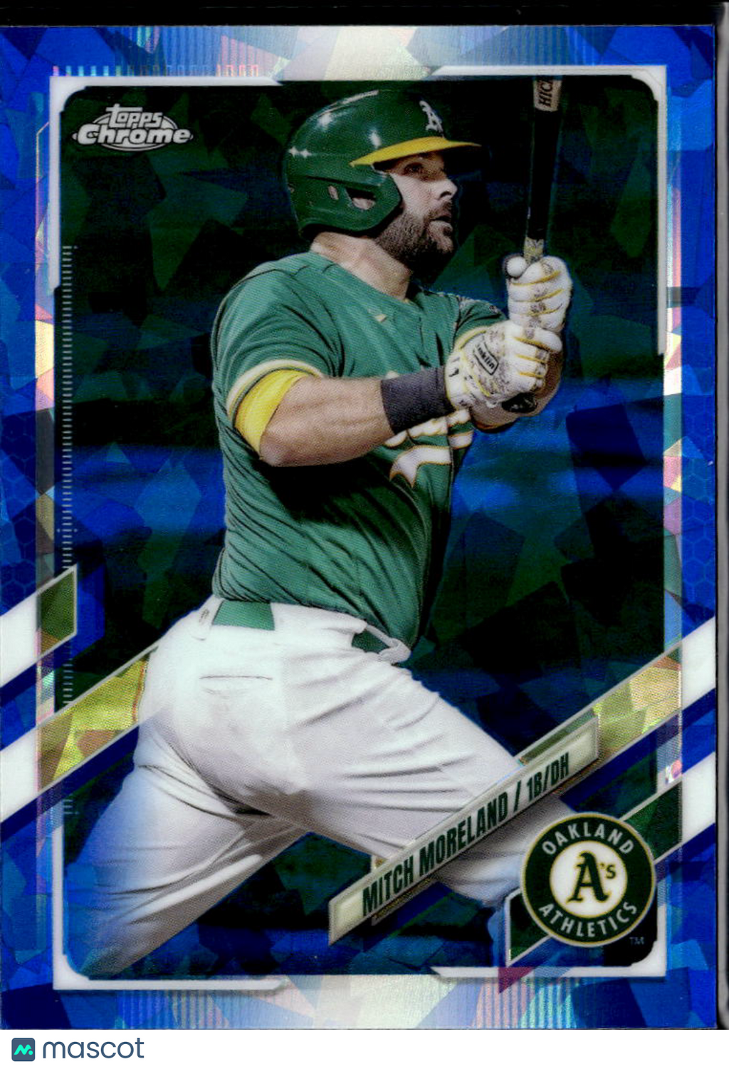 Mitch Moreland 2021 Topps Chrome Update Blue Sapphire Oakland Athletics