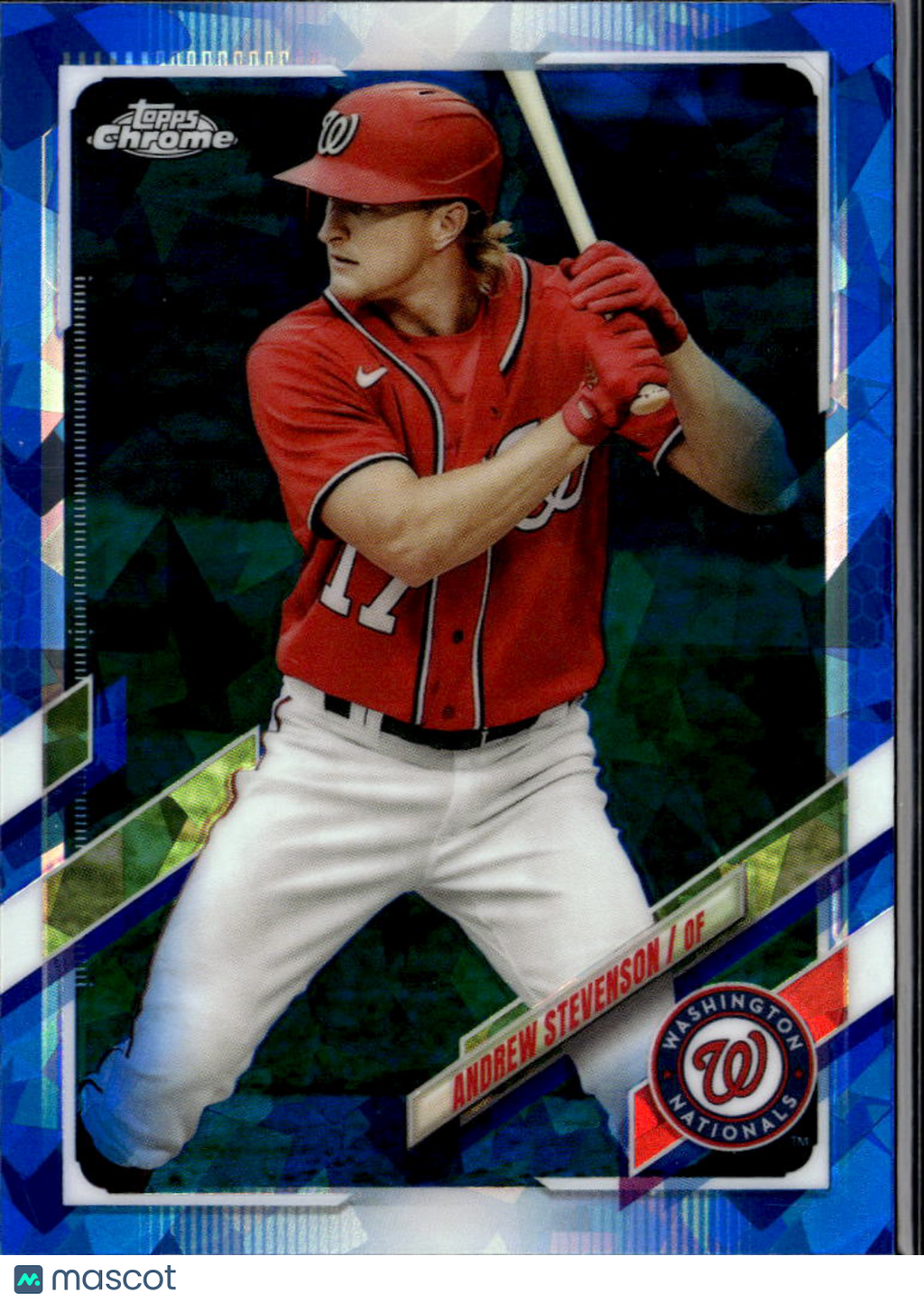 Andrew Stevenson 2021 Topps Chrome Blue Sapphire Refractor Washington Nationals