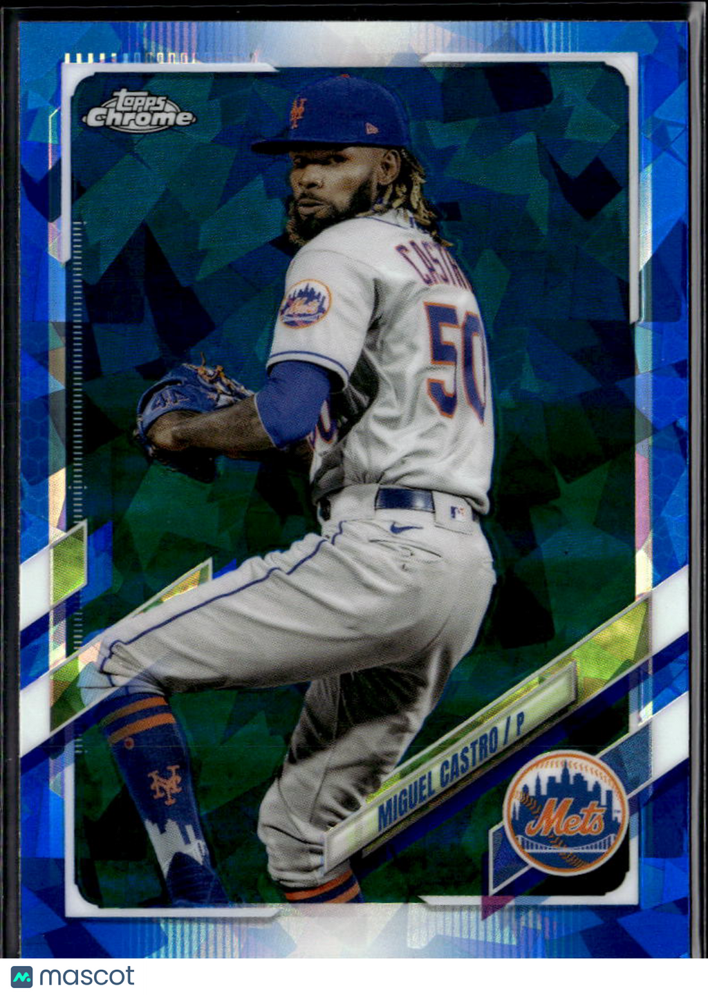 Miguel Castro 2021 Topps Chrome Update Series Blue Sapphire New York Mets