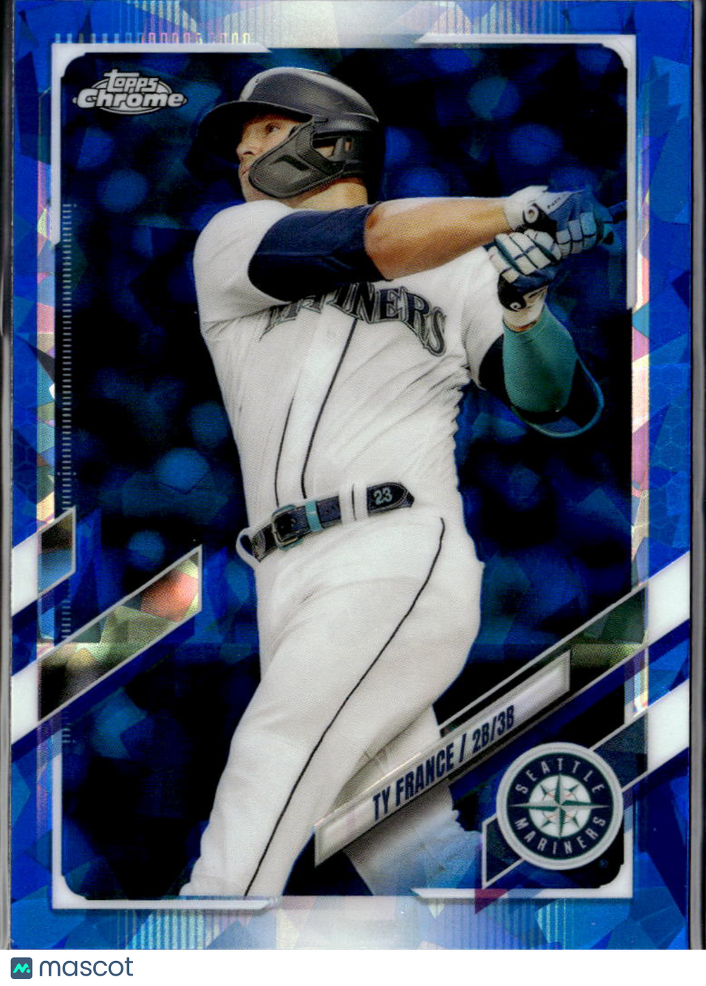 Ty France 2021 Topps Chrome Blue Sapphire Refractor Seattle Mariners
