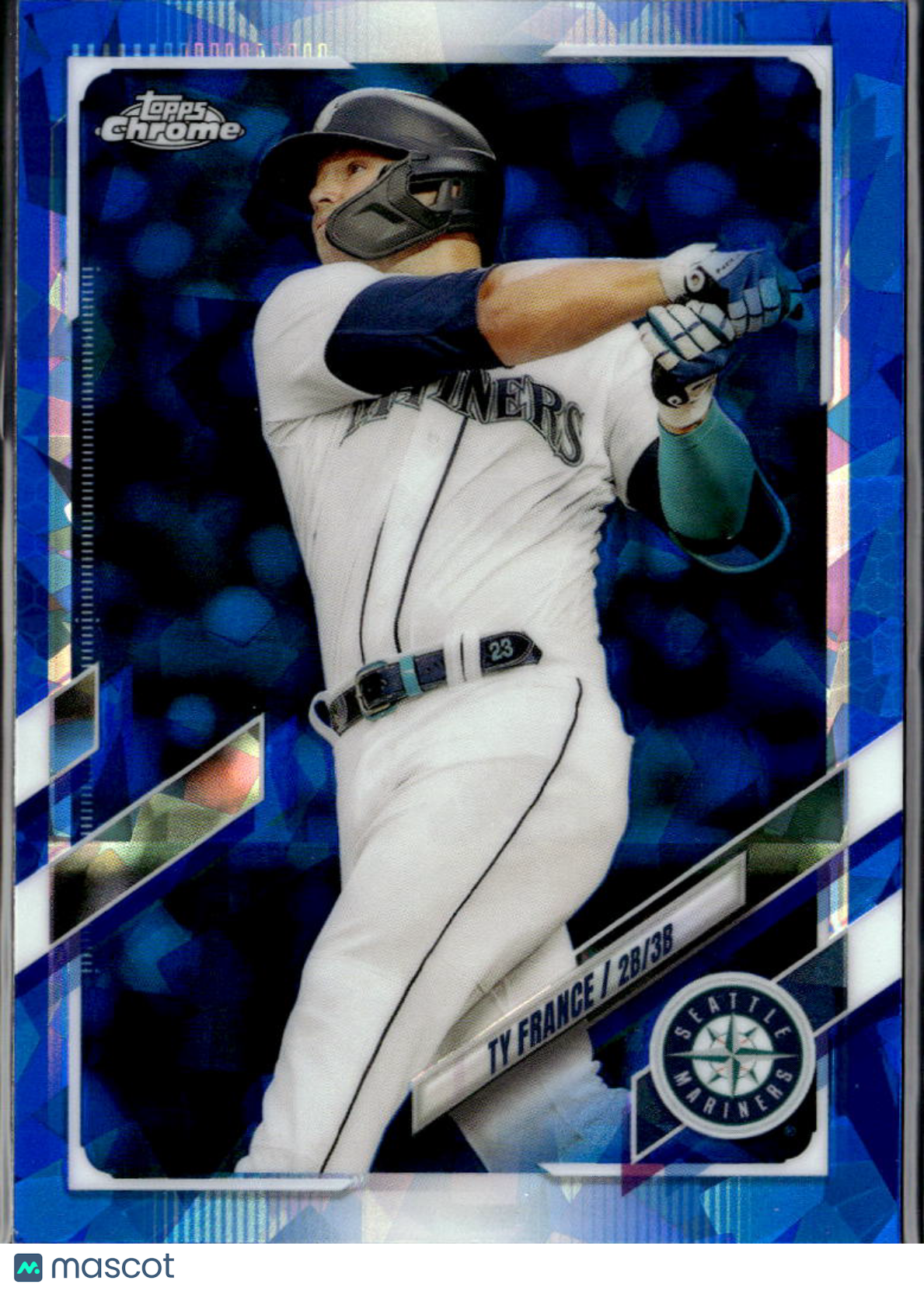 Ty France 2021 Topps Chrome Blue Sapphire Refractor Seattle Mariners