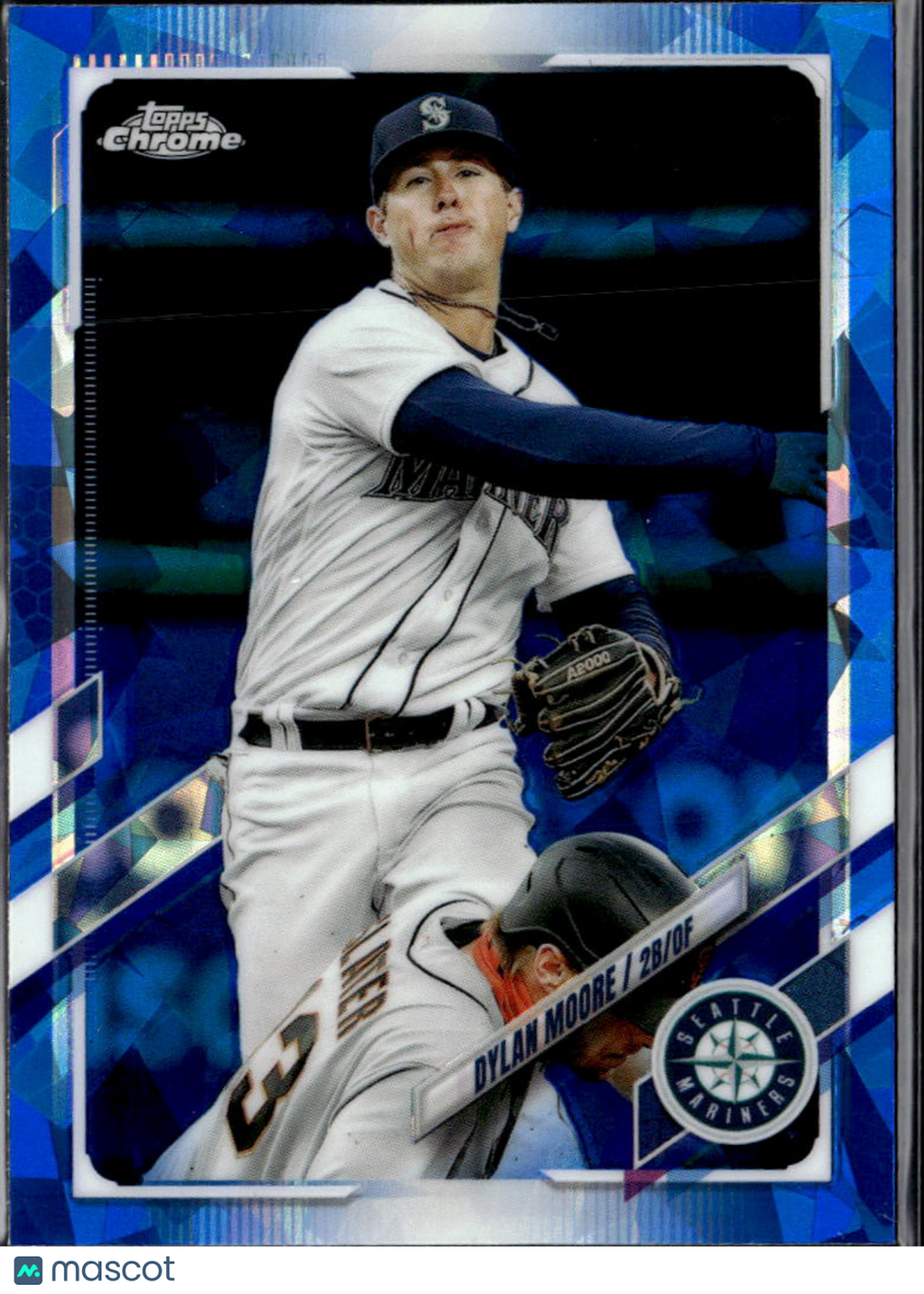 Dylan Moore 2021 Topps Chrome Update Blue Sapphire Refractor Seattle Mariners