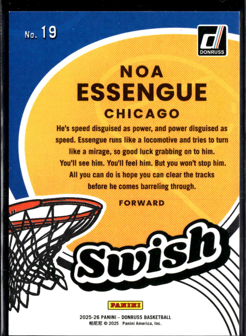 Noa Essengue 2025 Donruss Swish Rookie RC 22/149 Chicago Bulls