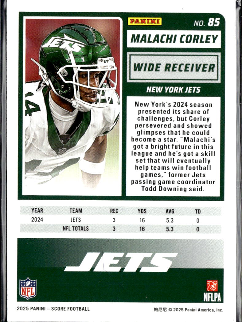 Malachi Corley 2025 Score Lava 200/299 New York Jets