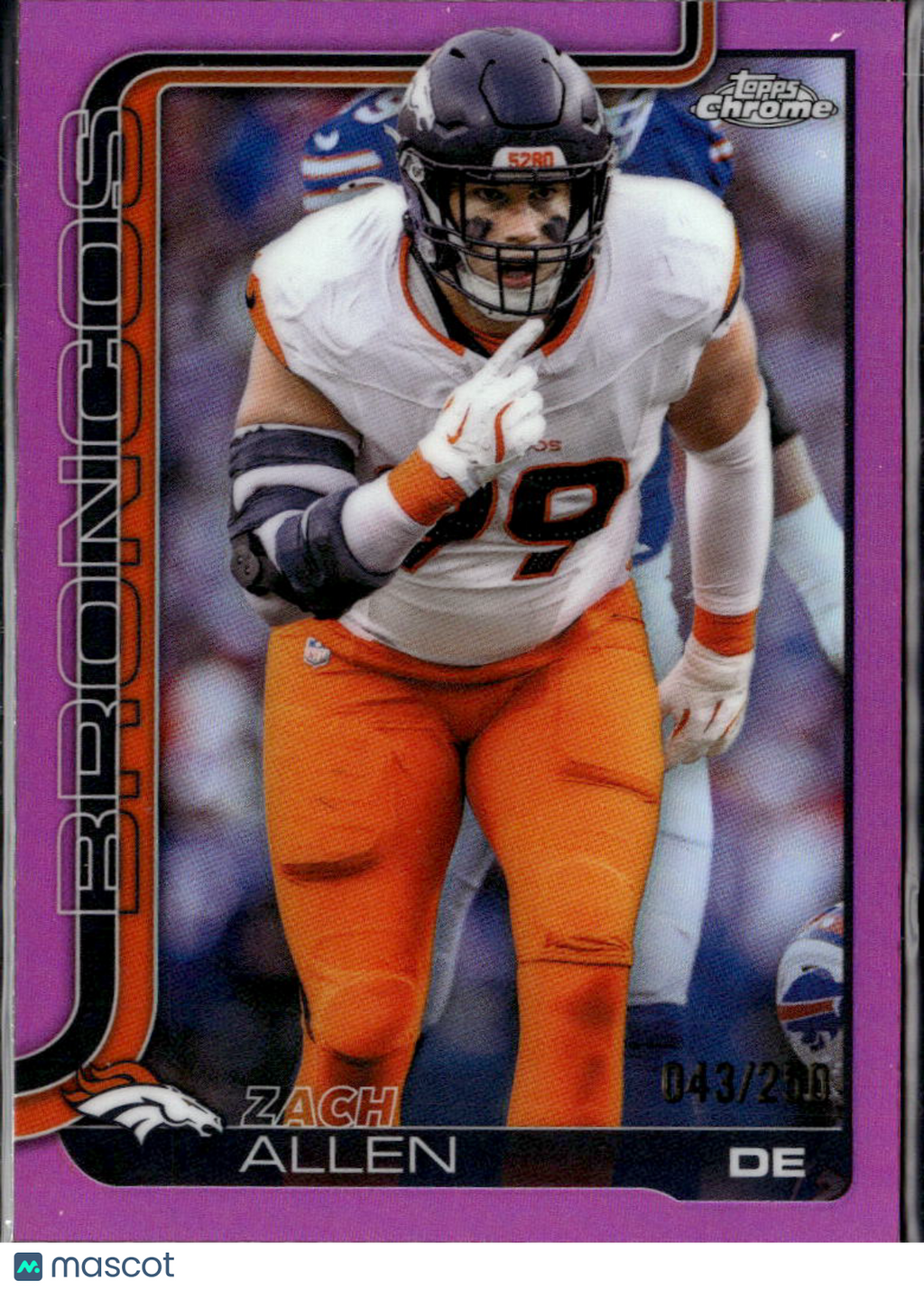Zach Allen 2025 Topps Chrome Pink Refractor 43/250 Denver Broncos