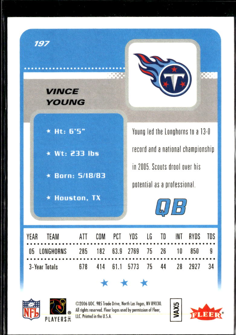 Vince Young 2006 Fleer Futures GOLD Rookie RC SSP SHORTPRINT Tennessee Titans