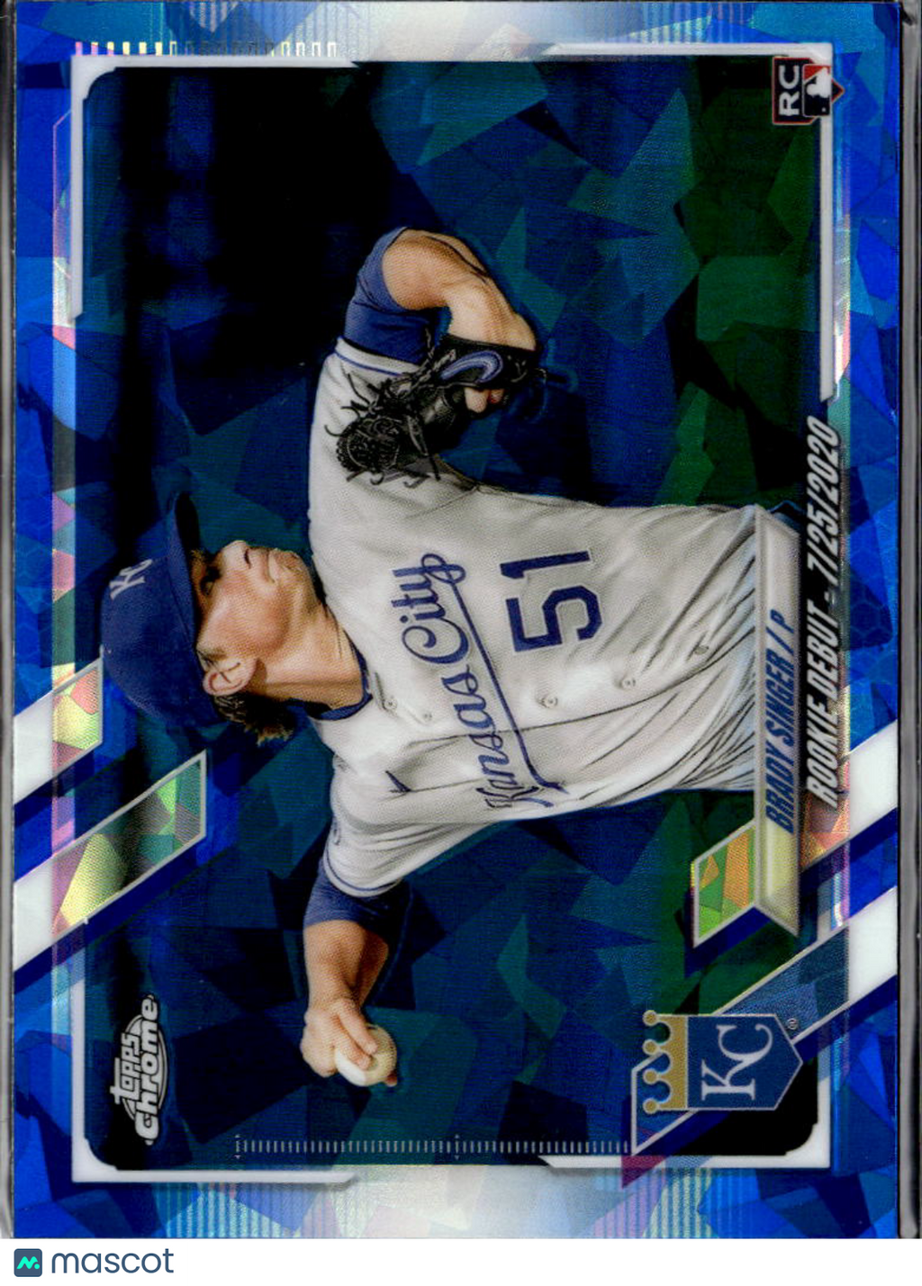 Brady Singer 2021 Topps Chrome Update Series RC Sapphire Kansas City Royals