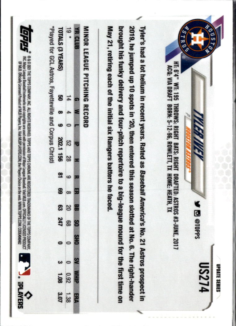 Tyler Ivey 2021 Topps Chrome Update Sapphire Edition RC Blue Houston Astros