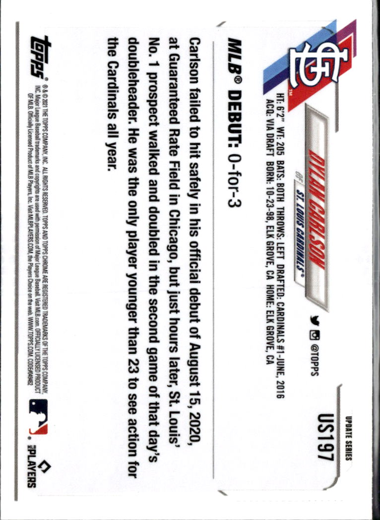 Dylan Carlson 2021 Topps Chrome Update Sapphire Edition RC St. Louis Cardinals