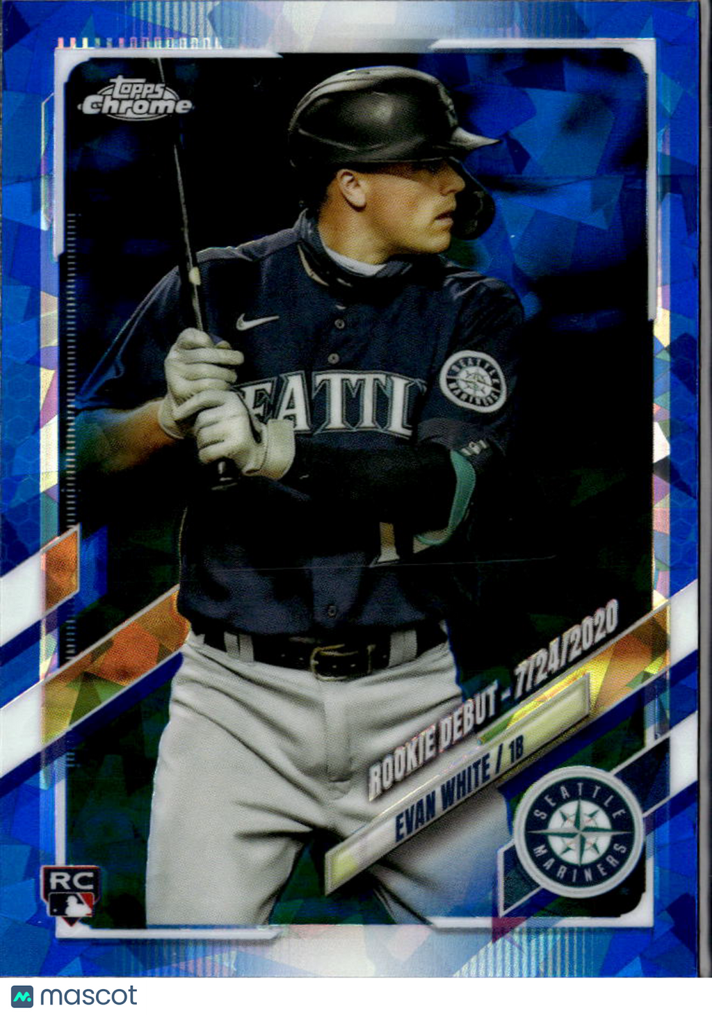 Evan White 2021 Topps Chrome Update Sapphire Edition RC Blue Seattle Mariners
