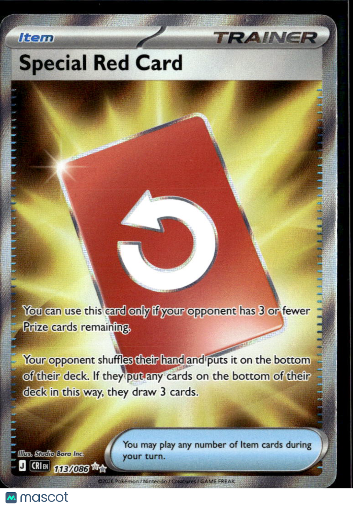 Special Red Card 2016 Steam Siege Holo Secret Rare #113/86
