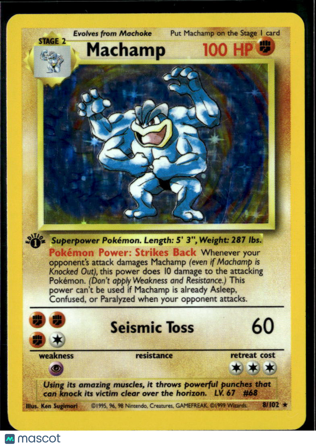 Machamp 1999 Base Set Holo Rare 1st Edition #8/102